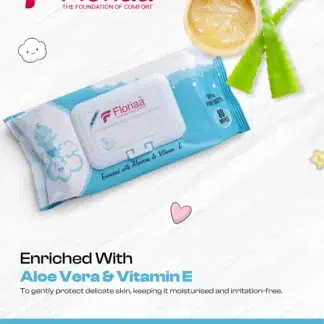 Floriaa Baby Wet Wipes | Aloe Vera & Vitamin E | Alcohol Free | Soft & Gentle | Pack of 80 Sheets