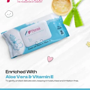 Floriaa Baby Wet Wipes | Aloe Vera & Vitamin E | Alcohol Free | Soft & Gentle | Pack of 80 Sheets