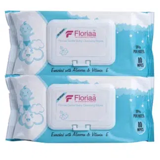 Floriaa Baby Wet Wipes | Aloe Vera & Vitamin E | Alcohol Free | Soft & Thick | Combo of 2 (80 Sheets Each)