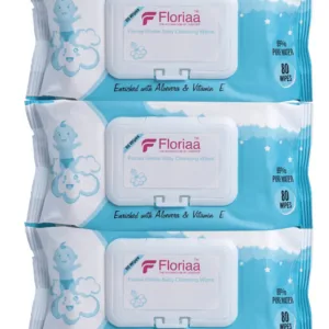 Floriaa Baby Wet Wipes | Aloe Vera & Vitamin E | Alcohol Free | Soft & Thick | Combo Pack of 3 (80 Sheets Each)