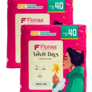Floriaa Velvet Days Sanitary Pads – XL Size (280 mm) | Combo of 2 (80 Pads)