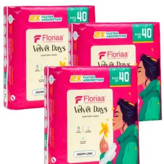 Floriaa Velvet Days Sanitary Pads – XL Size (280 mm)| Combo of 3 (120 Pads)