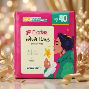 Floriaa sanitary pad - Dreamy Nights - 320mm | XXL| Soft Cottony Top Layer | Ultra Absorbent | With Fresh Fragrance | Pack of 40 | Day & Night Protection | Rash-Free Comfort