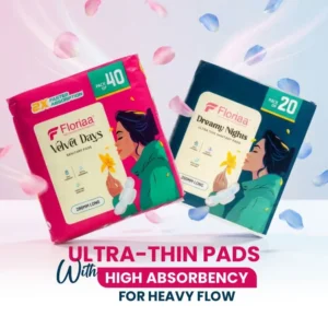Floriaa Velvet Days + Dreamy Nights Sanitary Pads Combo – XL Size (280 mm) | Pack of 60 (40 Day + 20 Night)