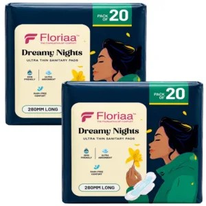 Floriaa Dreamy Nights Ultra Thin Sanitary Pads – XL Size (280 mm) | Combo of 2 (Pack of 40)
