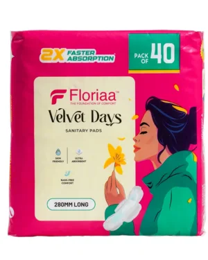 Floriaa Velvet Days Sanitary Pads – XL Size (280 mm)| Combo of 3 (120 Pads)